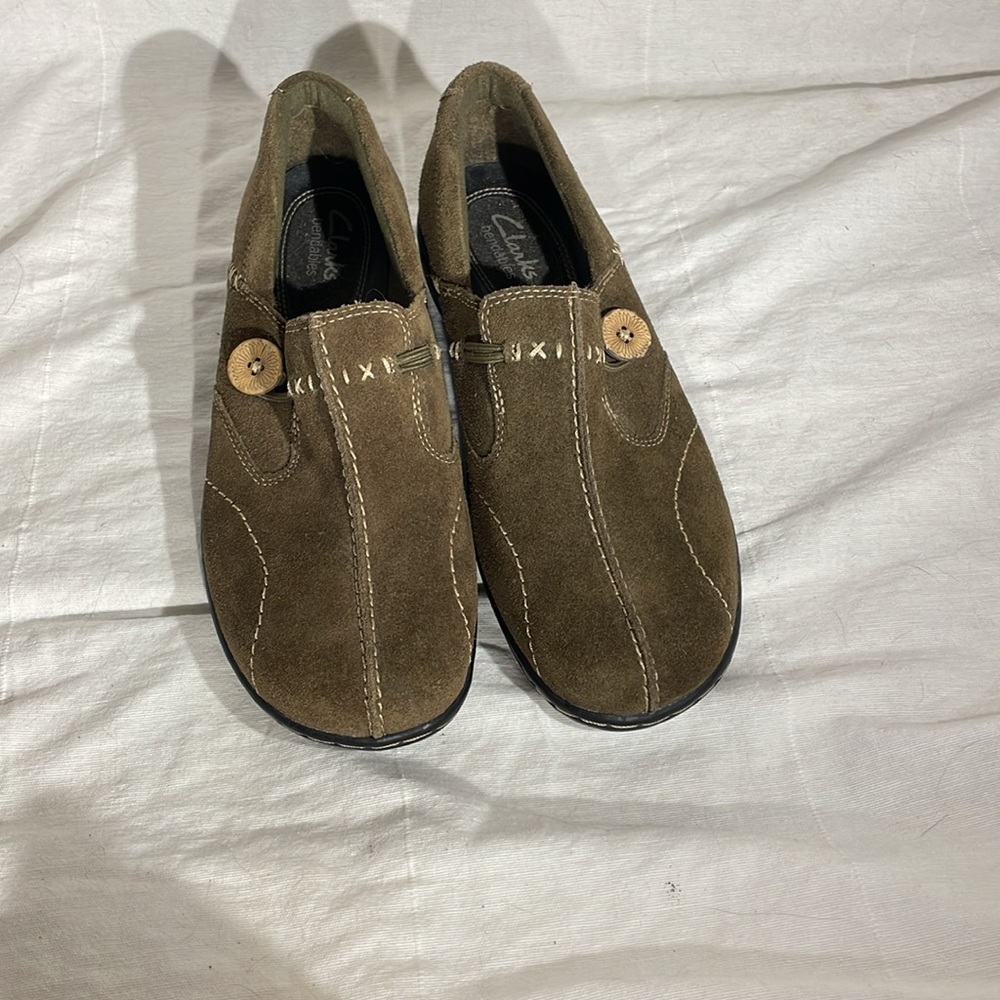 Clarks Bendables Green Leather Slip On Comfort Shoes Flats Size 7.5 M NWOB - Picture 5 of 7